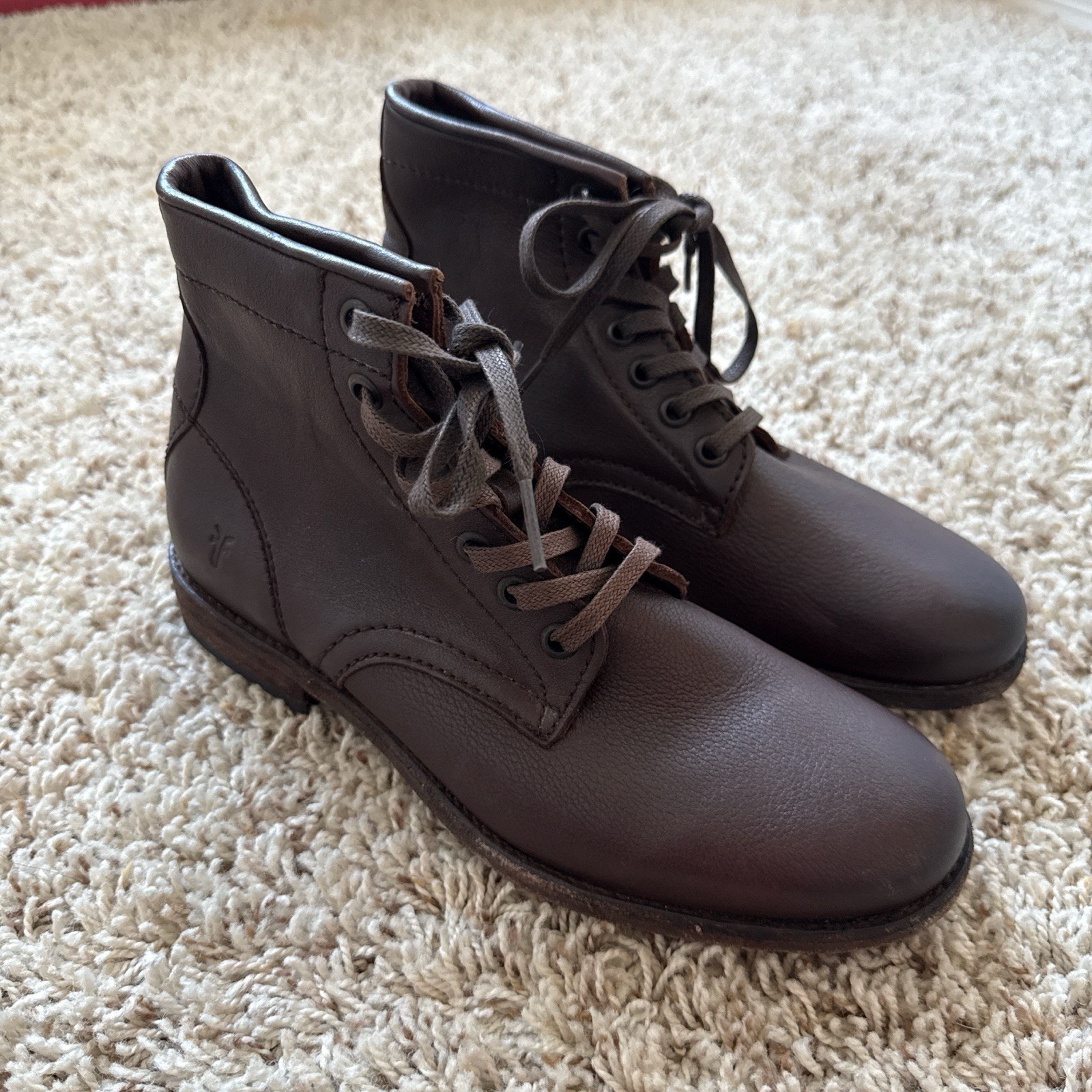 Frye Tyler Lace Up Leather Combat Boots - Women's 6b - Dark Brown - No Box